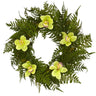 24” Cymbidium Orchid and Mixed Fern Artificial Wreath
