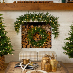 24" Pre-Lit Artificial Luxembourg Pine Christmas Wreath with 35 Multicolored Traditional Bulb LED Lights