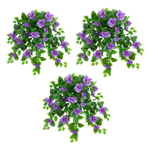 24" UV Resistant Artificial Azalea Hanging Plant (Indoor/Outdoor) - Set of 3