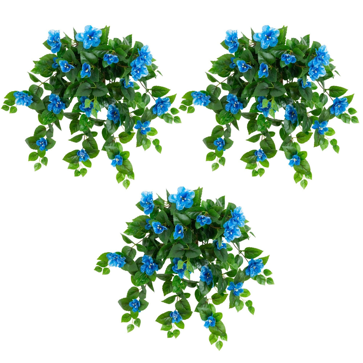 24" UV Resistant Artificial Azalea Hanging Plant (Indoor/Outdoor) - Set of 3