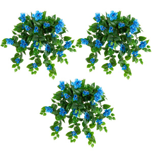 24" UV Resistant Artificial Azalea Hanging Plant (Indoor/Outdoor) - Set of 3