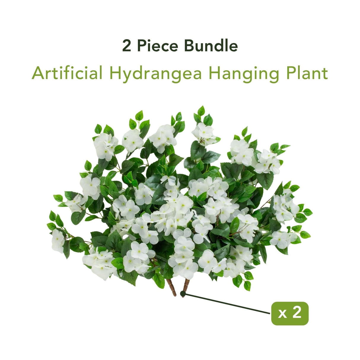 24" UV Resistant Artificial Hydrangea Hanging Plant (Indoor/Outdoor) - Set of 2