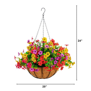 24" UV Resistant Artificial Daisy Hanging Basket DIY Kit (Indoor/Outdoor) - Set of 2