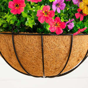 24" UV Resistant Artificial Daisy Hanging Basket DIY Kit (Indoor/Outdoor) - Set of 2