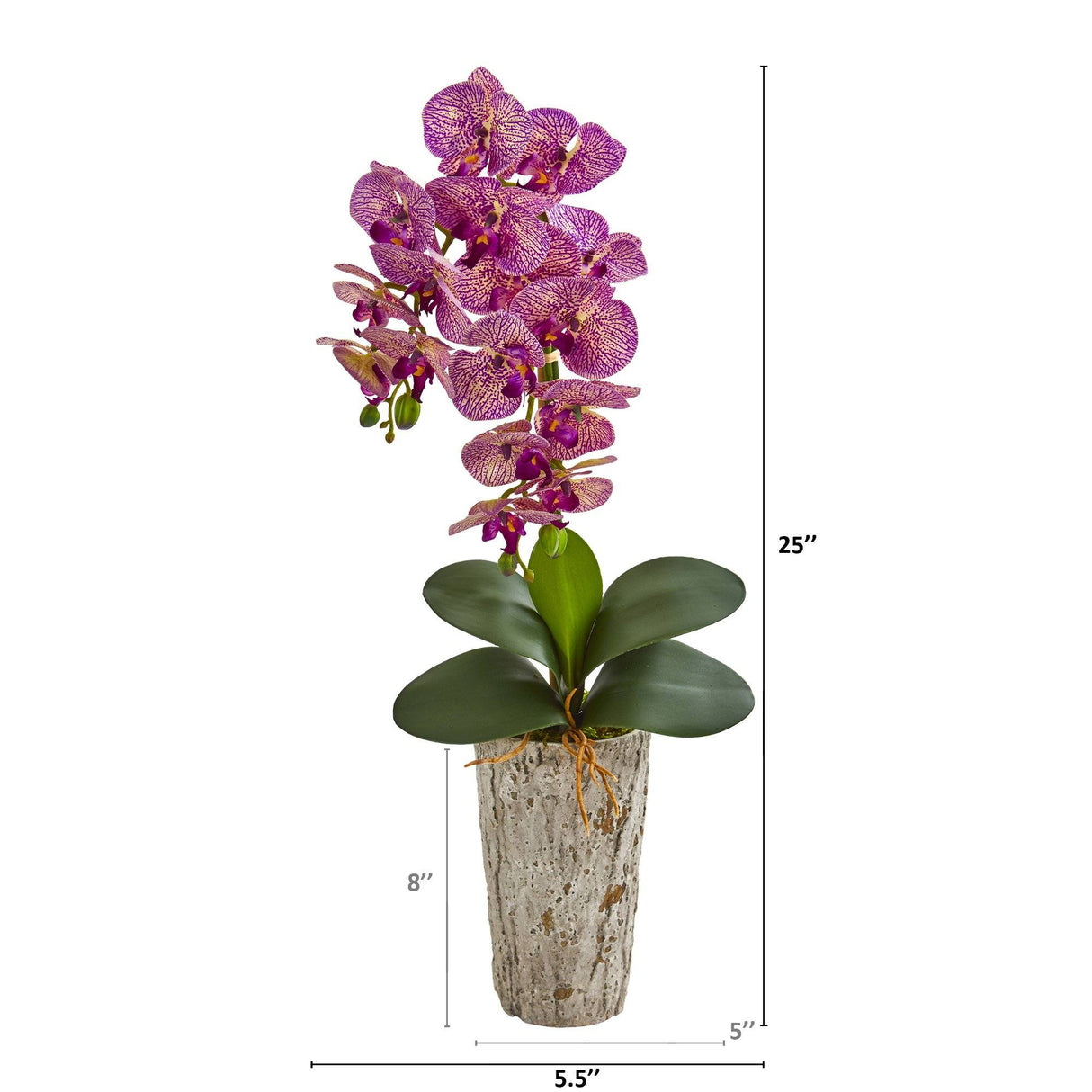 25” Phalaenopsis Orchid Artificial Arrangement in Weathered Oak Vase