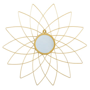 26” Gold Metal Flower Accent Wall Mirror
