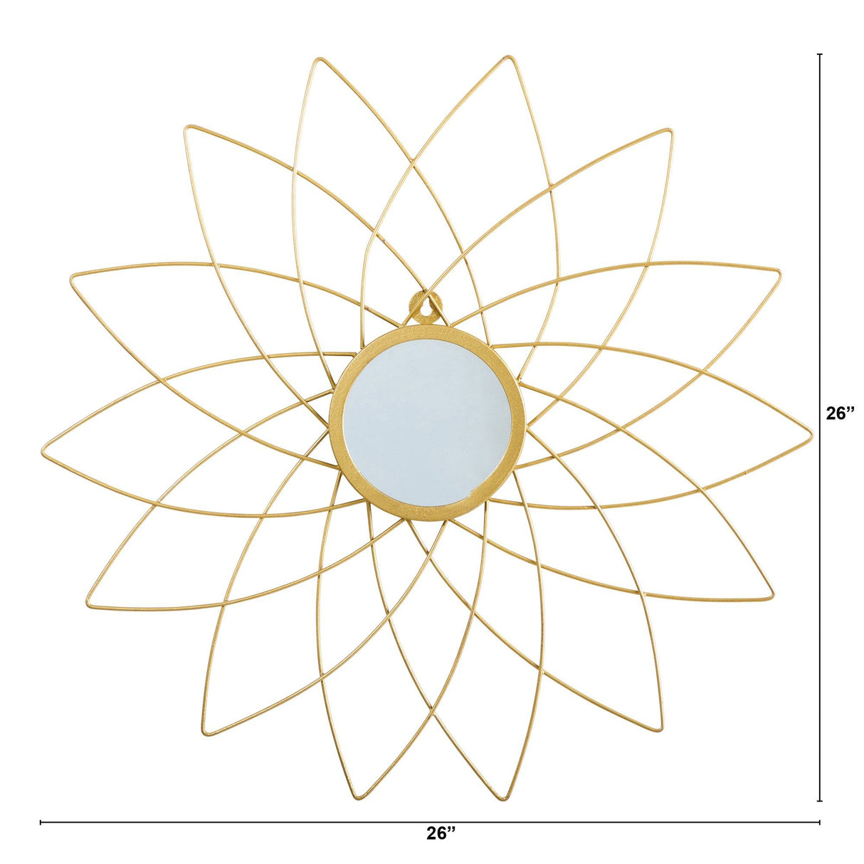 26” Gold Metal Flower Accent Wall Mirror