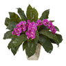 26” Phalaenopsis Orchid and Fern Plant in White Planter