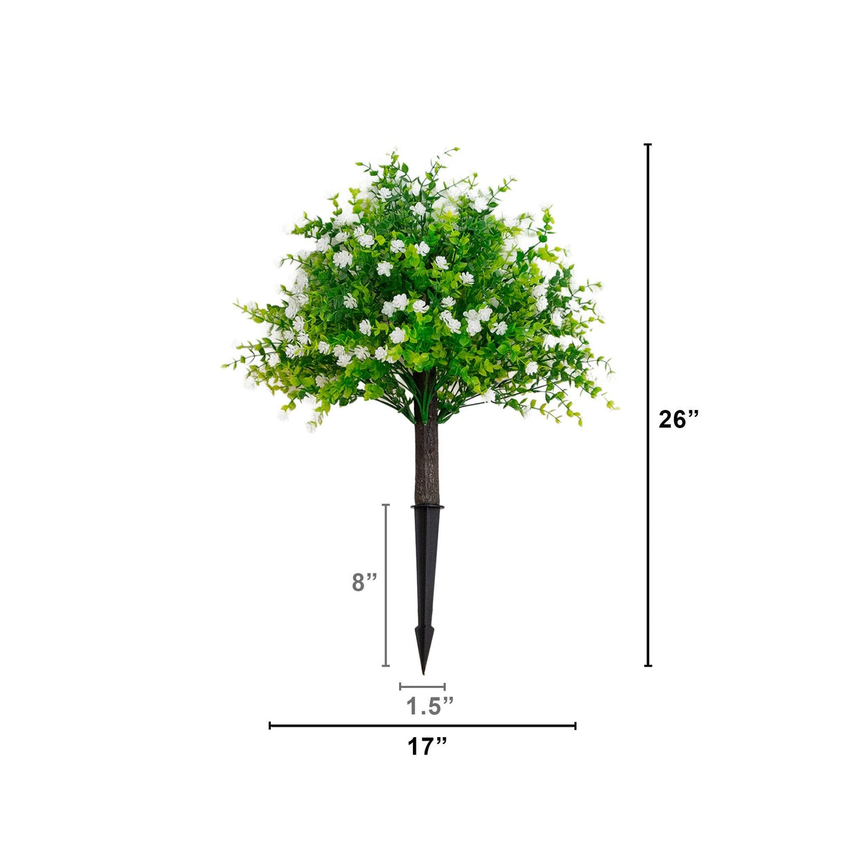 26” UV Resistant Artificial Flowering Rose Bush with Integrated Ground Stake (Indoor/Outdoor) - Set of 2
