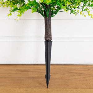 26” UV Resistant Artificial Flowering Rose Bush with Integrated Ground Stake (Indoor/Outdoor) - Set of 2
