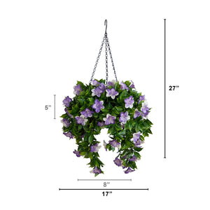27” UV Resistant Artificial Azalea Hanging Basket (Indoor/Outdoor)