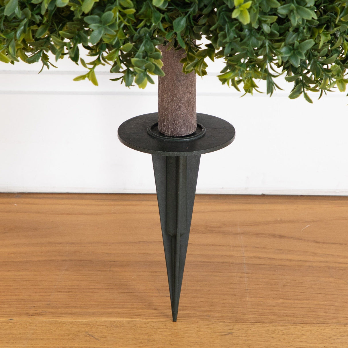 27” UV Resistant Artificial Boxwood Topiary with Integrated Ground Stake (Indoor/Outdoor) - Set of 2