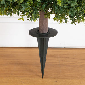27” UV Resistant Artificial Boxwood Topiary with Integrated Ground Stake (Indoor/Outdoor) - Set of 2