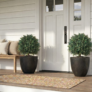 27” UV Resistant Artificial Boxwood Topiary with Integrated Ground Stake (Indoor/Outdoor) - Set of 2