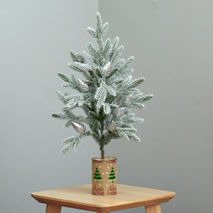28” Flocked Christmas Artificial Tree in Decorative Planter