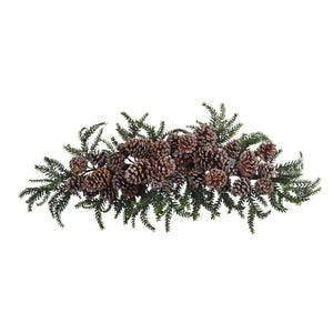 28” Iced Pine Cone Swag