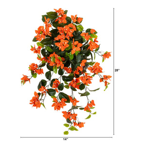 28” UV Resistant Artificial Bougainvillea Hanging  Plant (Indoor/Outdoor) - Set of 2