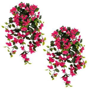 28” UV Resistant Artificial Bougainvillea Hanging  Plant (Indoor/Outdoor) - Set of 2