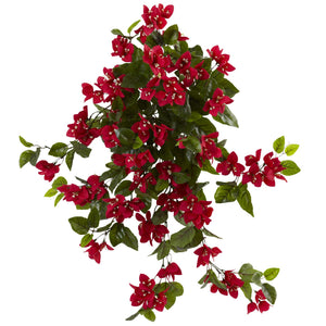 28” UV Resistant Artificial Bougainvillea Hanging  Plant (Indoor/Outdoor) - Set of 2