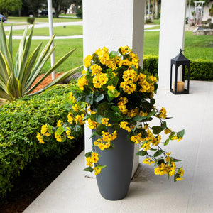 29" UV Resistant Artificial Geranium Hanging Plant - Yellow (Indoor/Outdoor) - Set of 2