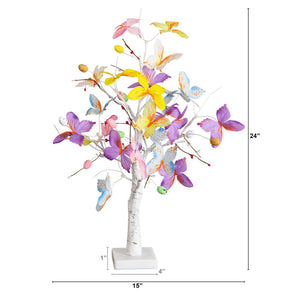 2' Pre-Lit Artificial Butterfly Twig Tree with 24 Warm White LED Lights