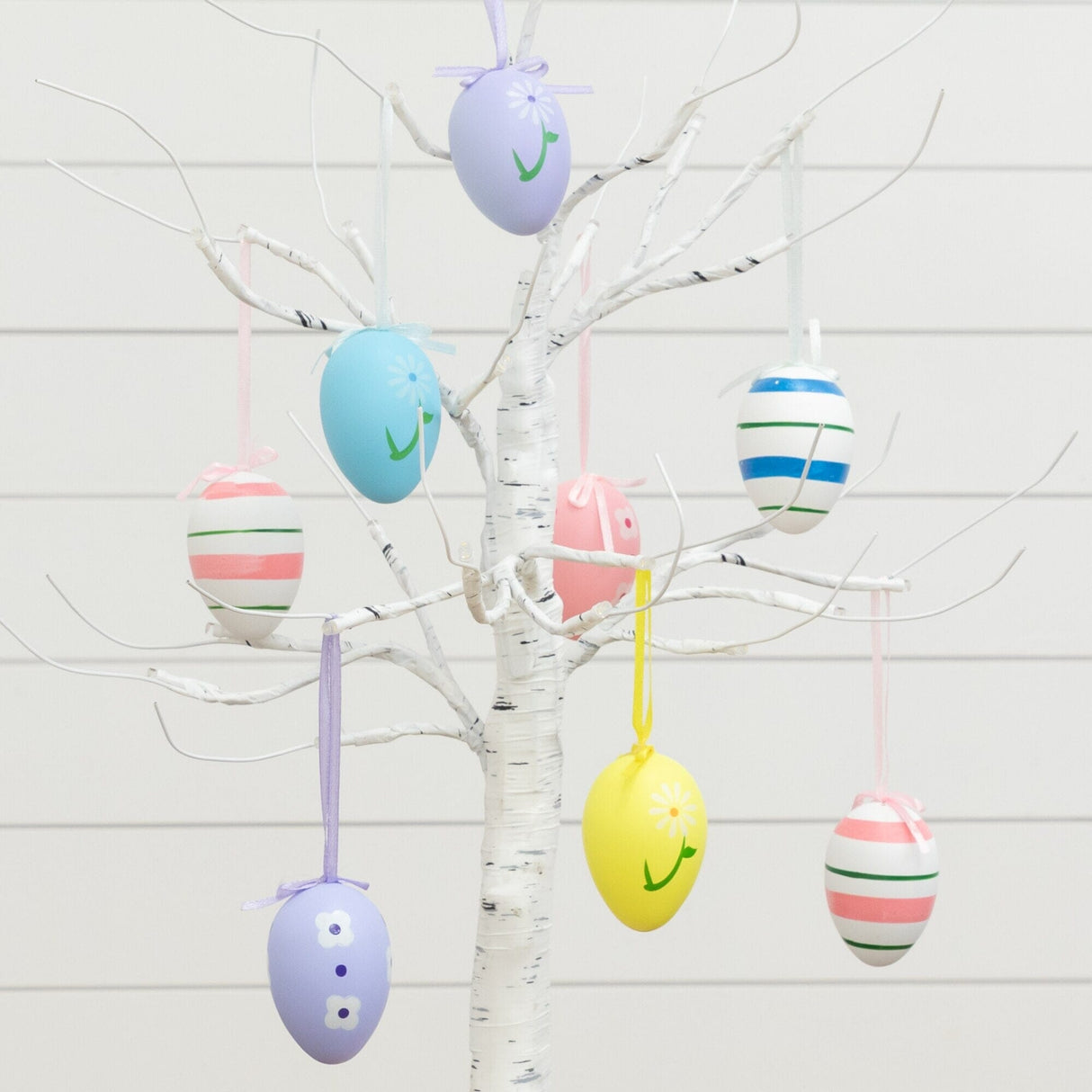 2' Pre-Lit Artificial Easter Twig Tree with Egg Ornaments and 24 Warm White LED Lights