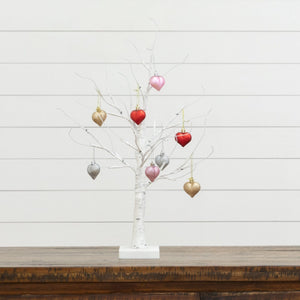 2' Pre-Lit Artificial Valentine's Day Twig Tree with 24 Warm White LED Lights and Heart Ornaments