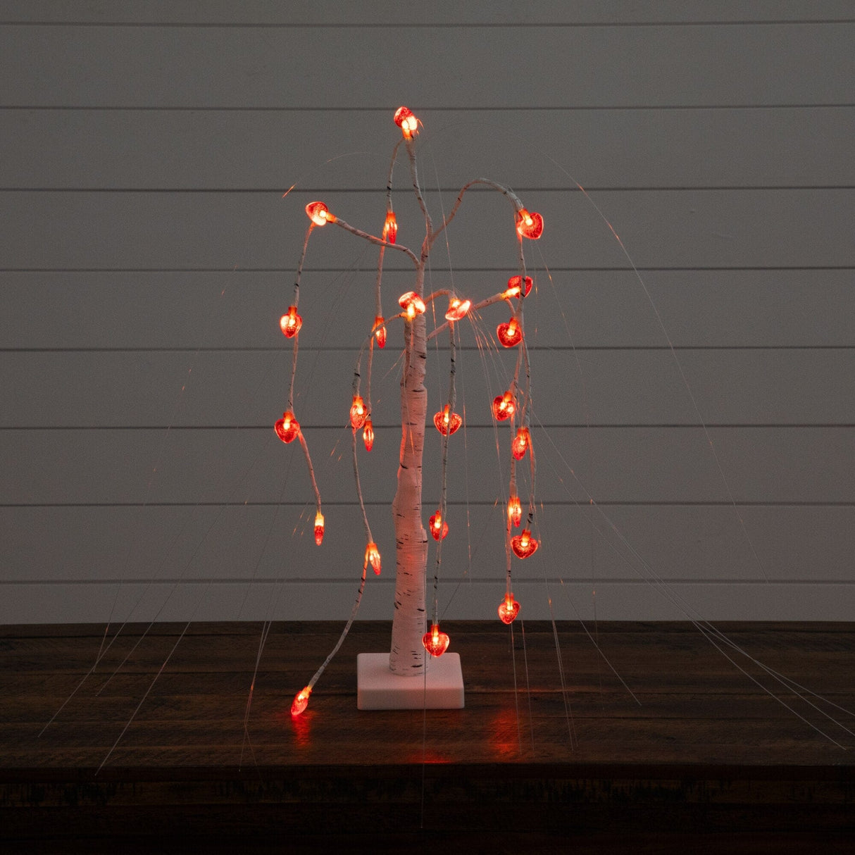 2' Pre-Lit Artificial Valentine's Day Willow Tree with 24 Heart Shaped LED Lights