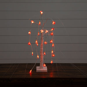 2' Pre-Lit Artificial Valentine's Day Willow Tree with 24 Heart Shaped LED Lights