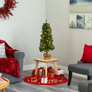 3' Alpine Artificial Christmas Tree with 50 Lights, 177 Bendable Branches and a Burlap Planter