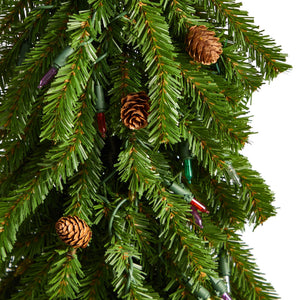 3’ Artificial Christmas Tree with Pinecones and 50 Multicolored Lights Set in a Burlap Base