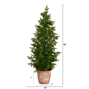 3’ Cedar “Natural Look” Artificial Tree in Decorative Planter