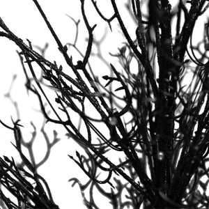 3’ Pre-Lit Halloween Black Twig Artificial Fall Tree in Burlap Planter with 42 Warm White LED Lights