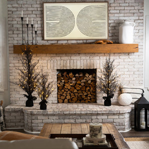 3’ Pre-Lit Halloween Black Twig Artificial Fall Tree in Burlap Planter with 42 Warm White LED Lights