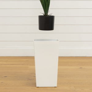 3’ UV Resistant Artificial Grass Plant in White Tower Planter (Indoor/Outdoor)