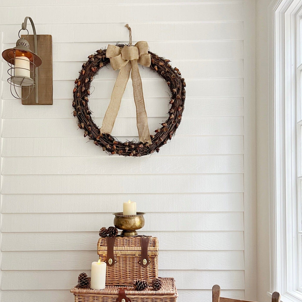 30” Fall Acorn and Decorative Bow Autumn Wreath