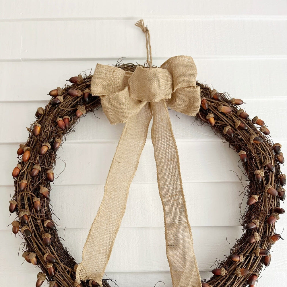 30” Fall Acorn and Decorative Bow Autumn Wreath