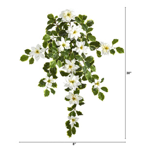 30” Poinsettia and Variegated Holly Artificial Plant (Set of 2) (Real Touch)