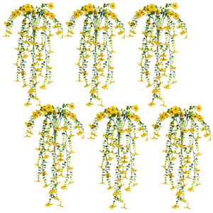 30" UV Resistant Artificial Daisy Hanging Plant (Indoor/Outdoor) - Set of 6