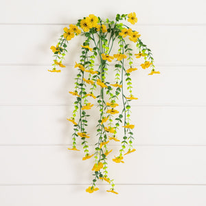 30" UV Resistant Artificial Daisy Hanging Plant (Indoor/Outdoor) - Set of 6