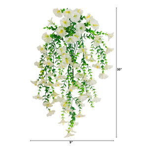 30" UV Resistant Artificial Morning Glory Hanging Plant (Indoor/Outdoor) - Set of 6
