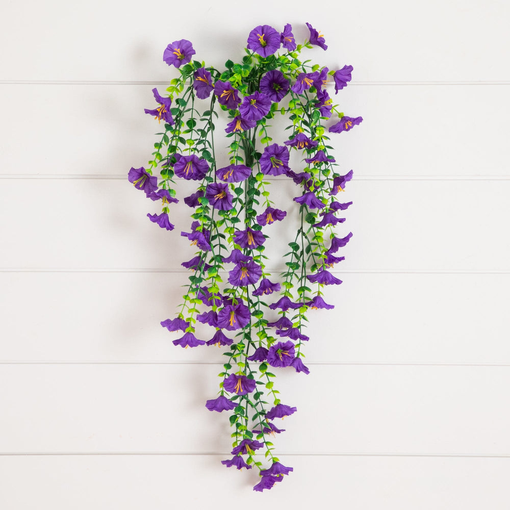 30" UV Resistant Artificial Morning Glory Hanging Plant (Indoor/Outdoor) - Set of 6