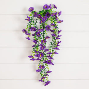 30" UV Resistant Artificial Morning Glory Hanging Plant (Indoor/Outdoor) - Set of 6