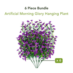 30" UV Resistant Artificial Morning Glory Hanging Plant (Indoor/Outdoor) - Set of 6