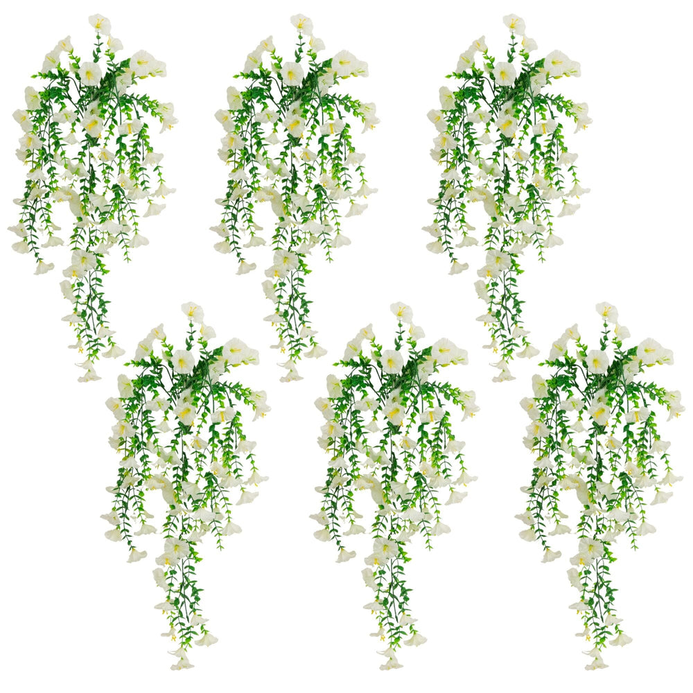30" UV Resistant Artificial Morning Glory Hanging Plant (Indoor/Outdoor) - Set of 6