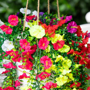 30" UV Resistant Artificial Morning Glory Hanging Plant (Indoor/Outdoor) - Set of 6
