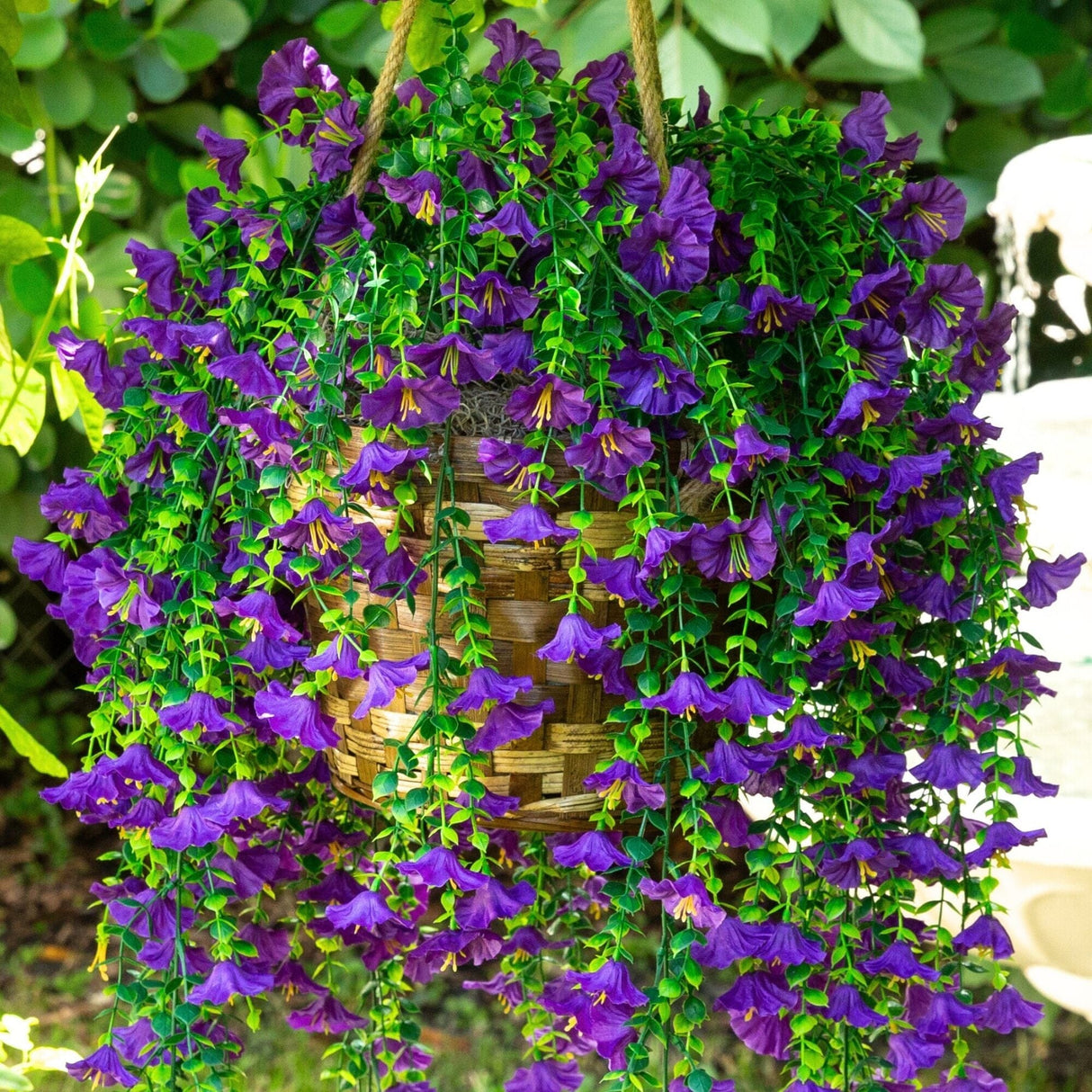 30" UV Resistant Artificial Morning Glory Hanging Plant (Indoor/Outdoor) - Set of 6