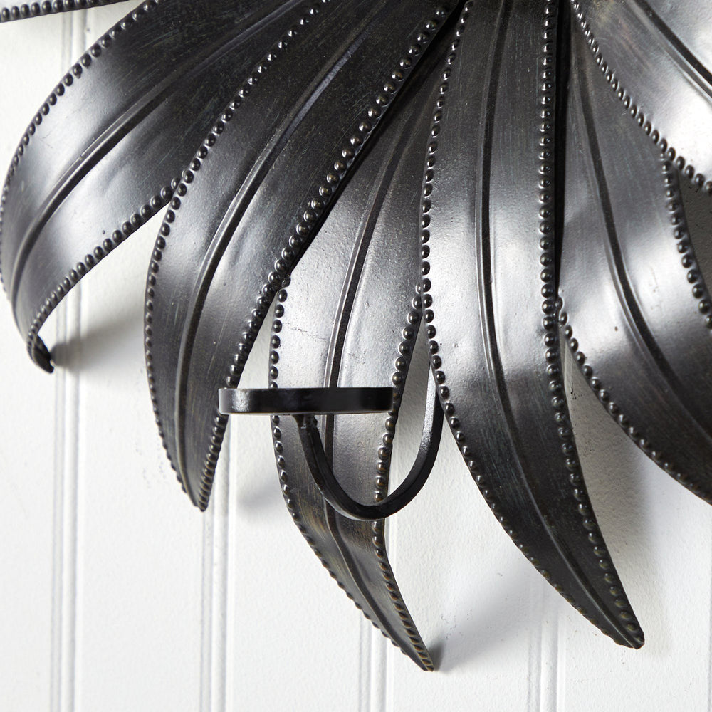 30” x 30” Brushed Metal Daisy Flower Sconce Candle Holder Wall Art Decor