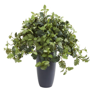 31” Dusty Miller Artificial Plant in Gray Planter