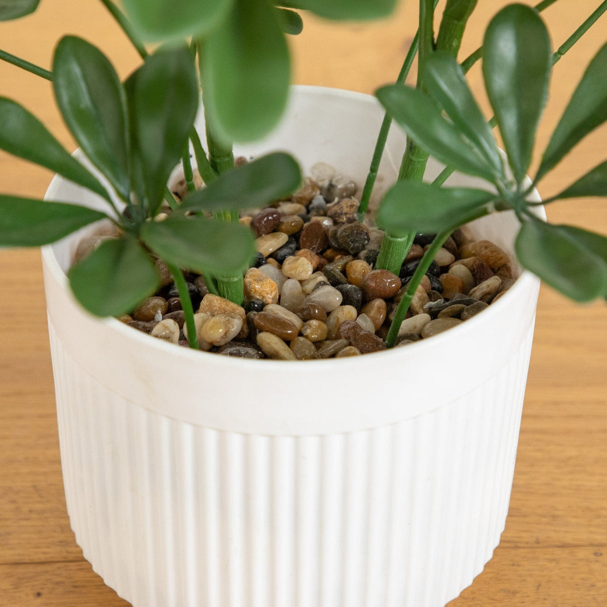 31” UV Resistant Artificial Schefflera Tree in White Decorative Planter (Indoor/Outdoor)